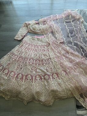 Embroidered Pink & Gold Lehenga Choli with Dupatta
